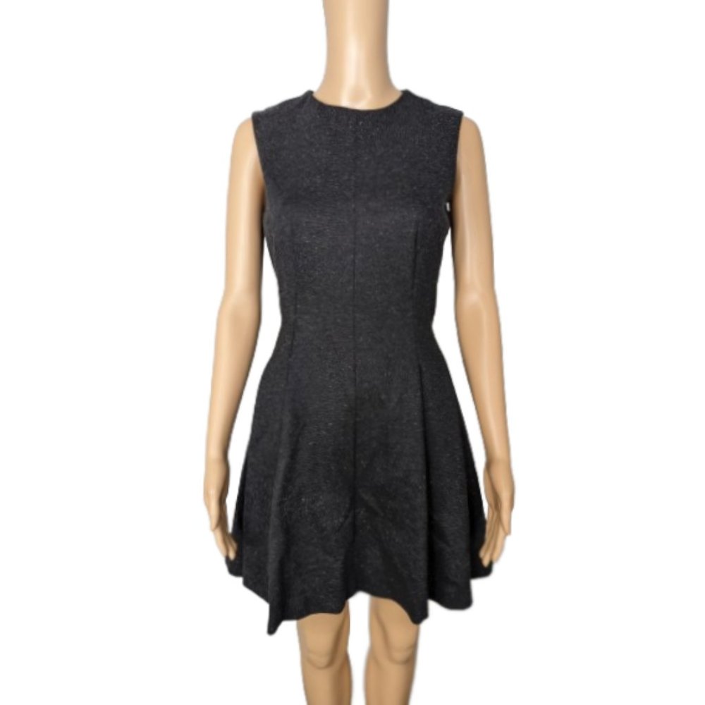 Theory Seamed Sleeveless Melange Ponte Charcoal Dress 2